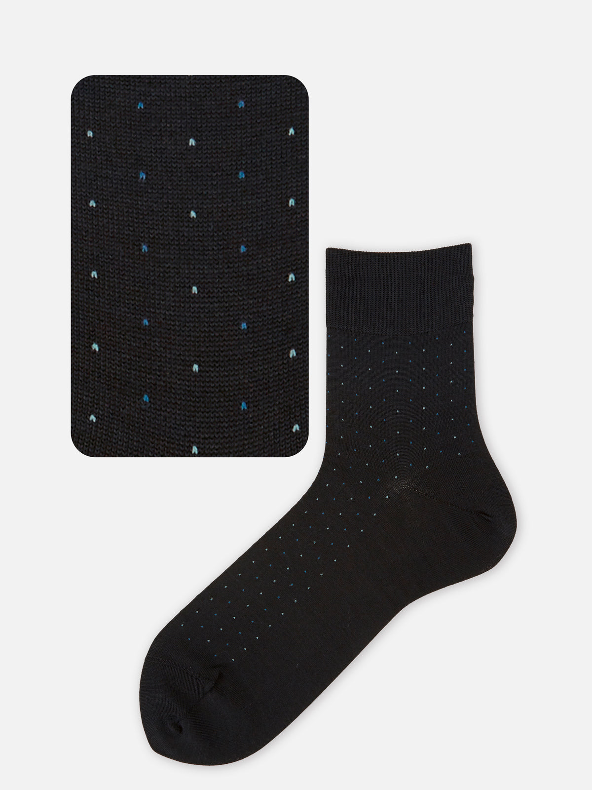 【Tabio MEN】綿麻混ピンドットショートソックス - ネイビー+ブルー