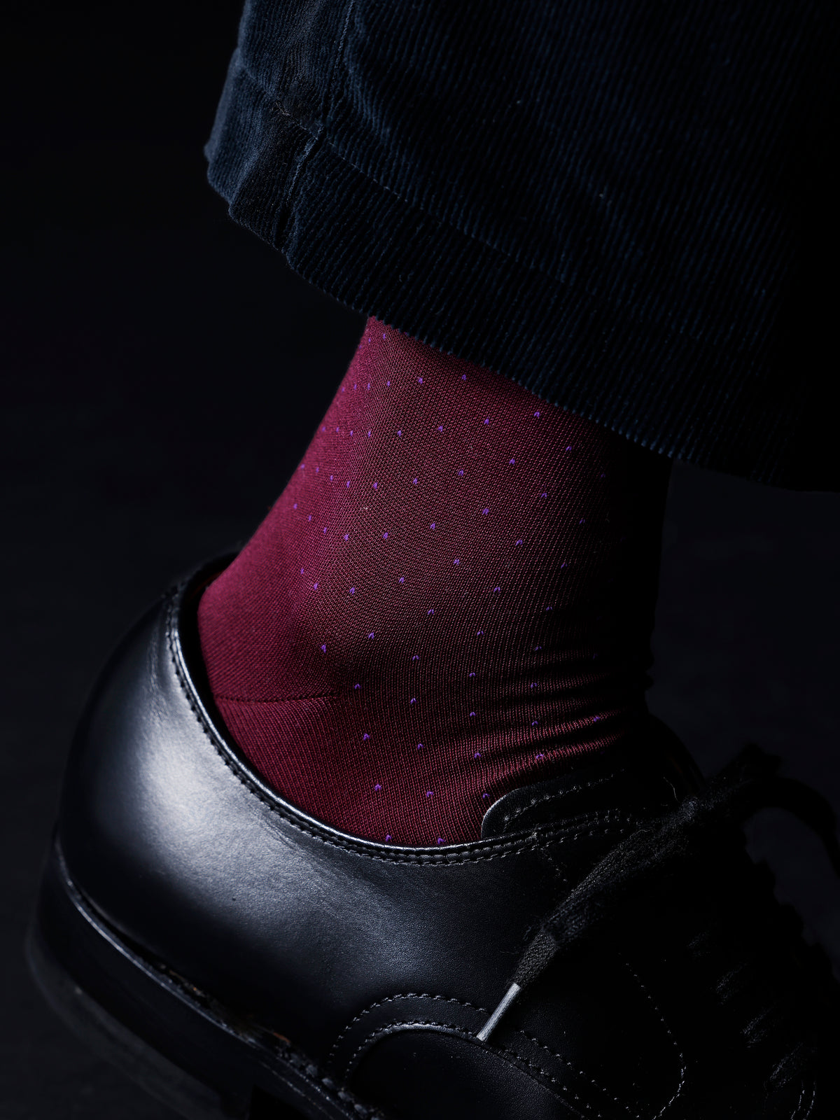 【Tabio MEN】綿ピンドット柄ソックス(25.0〜27.0cm) - ワイン＋パープル