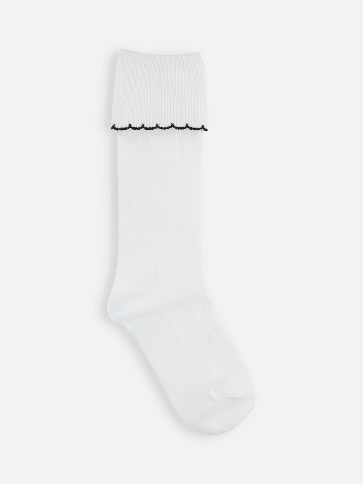 【キッズ】折り返し配色ピコハイソックス / 19-21cm - サラシ
