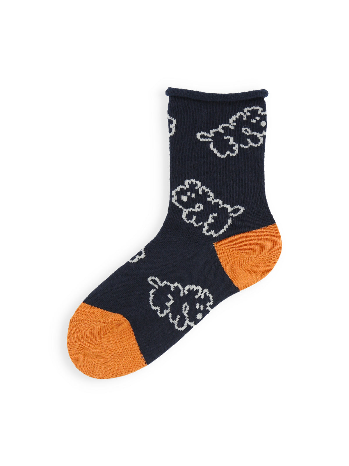 【3足1,485円】キッズ わんこ柄ショートソックス / 19-21cm - ネイビー