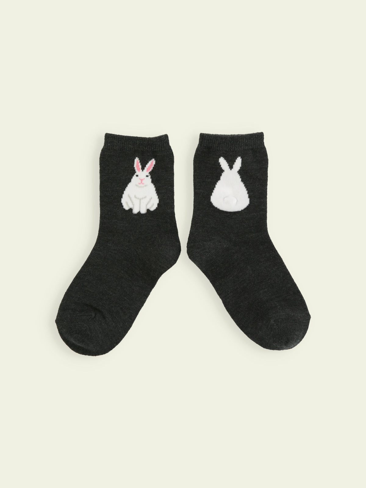 【3足1,485円】キッズ うさぎしっぽショートソックス / 13-15cm - チャコールグレー