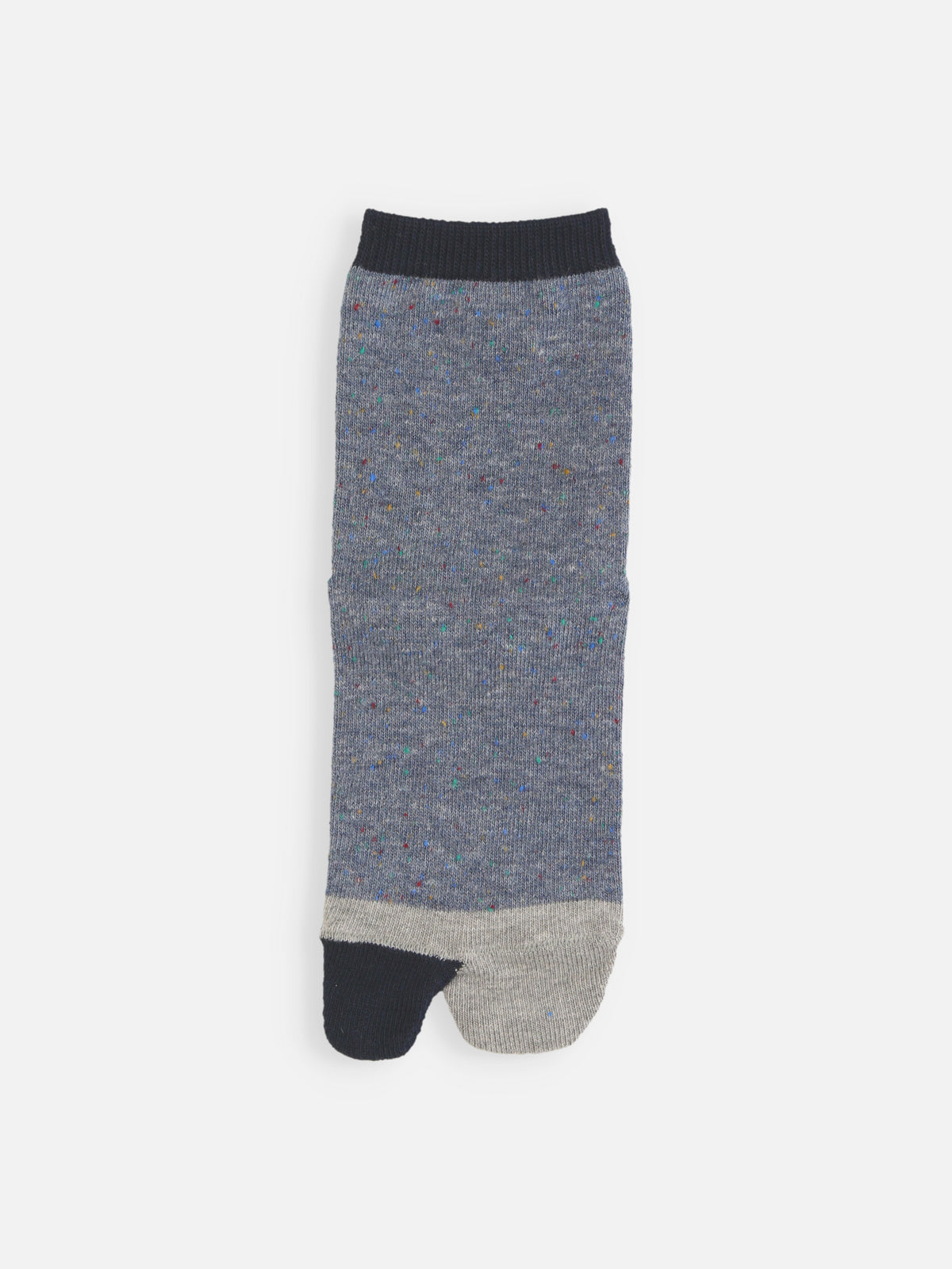 【キッズ】足袋ネップ切替ソックス / 19-21cm - デニムブルー＋グレー＋クロ