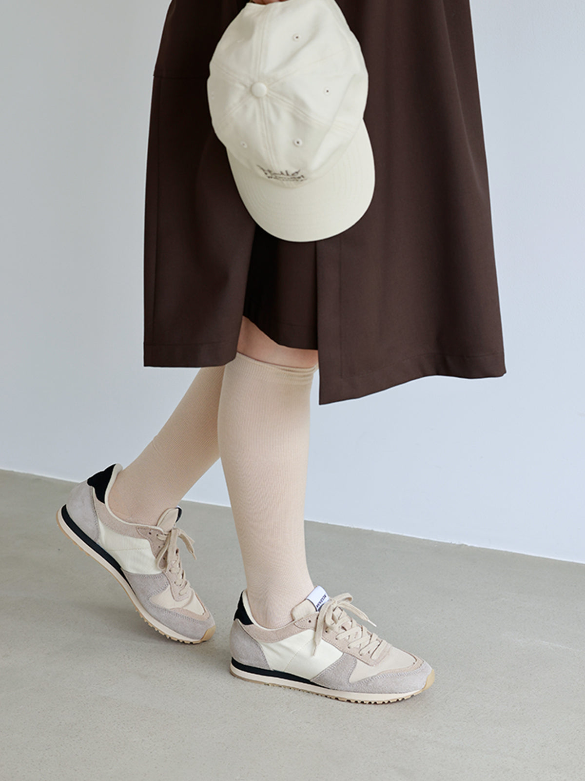 【美脚Labo】毎日履く綿混着圧ソックス - ベージュ