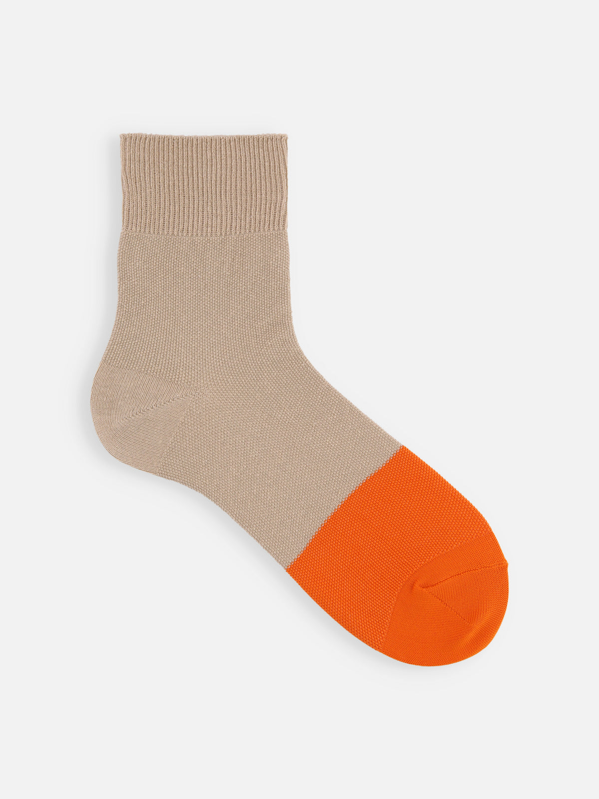 【Tabio MEN】つま先DRY綿麻混カノコショートソックス - キャメル×オレンジ