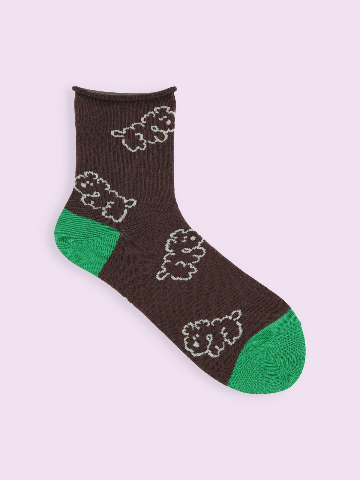 【3足1,485円】わんこ柄ショートソックス - チャ