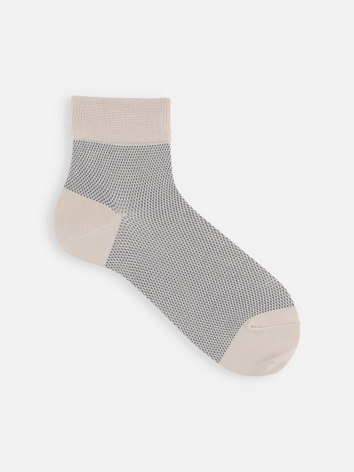 【Tabio MEN】消臭＋COOLMAX配色メッシュショートソックス - ホワイトベージュ