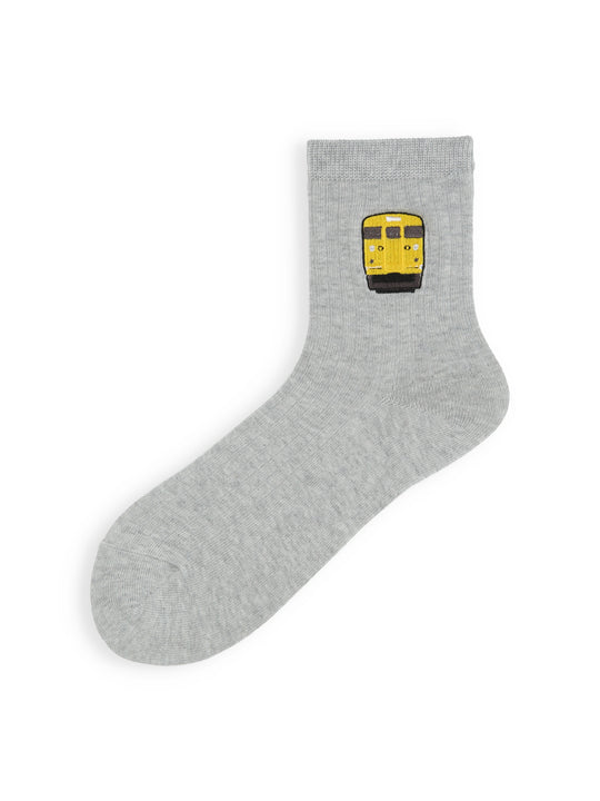岡山限定 115系電車刺繍5×1リブ無地ソックス