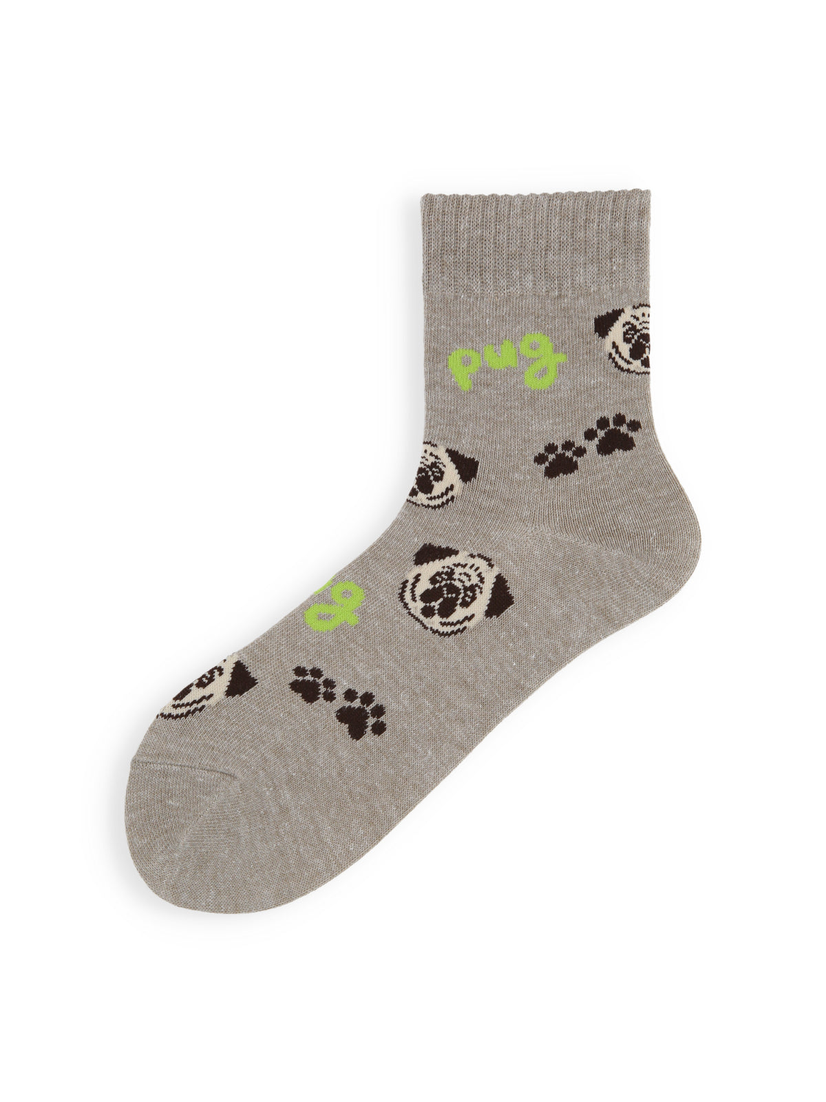 【3足1,485円】I LOVE PUGショートソックス - モカチャ