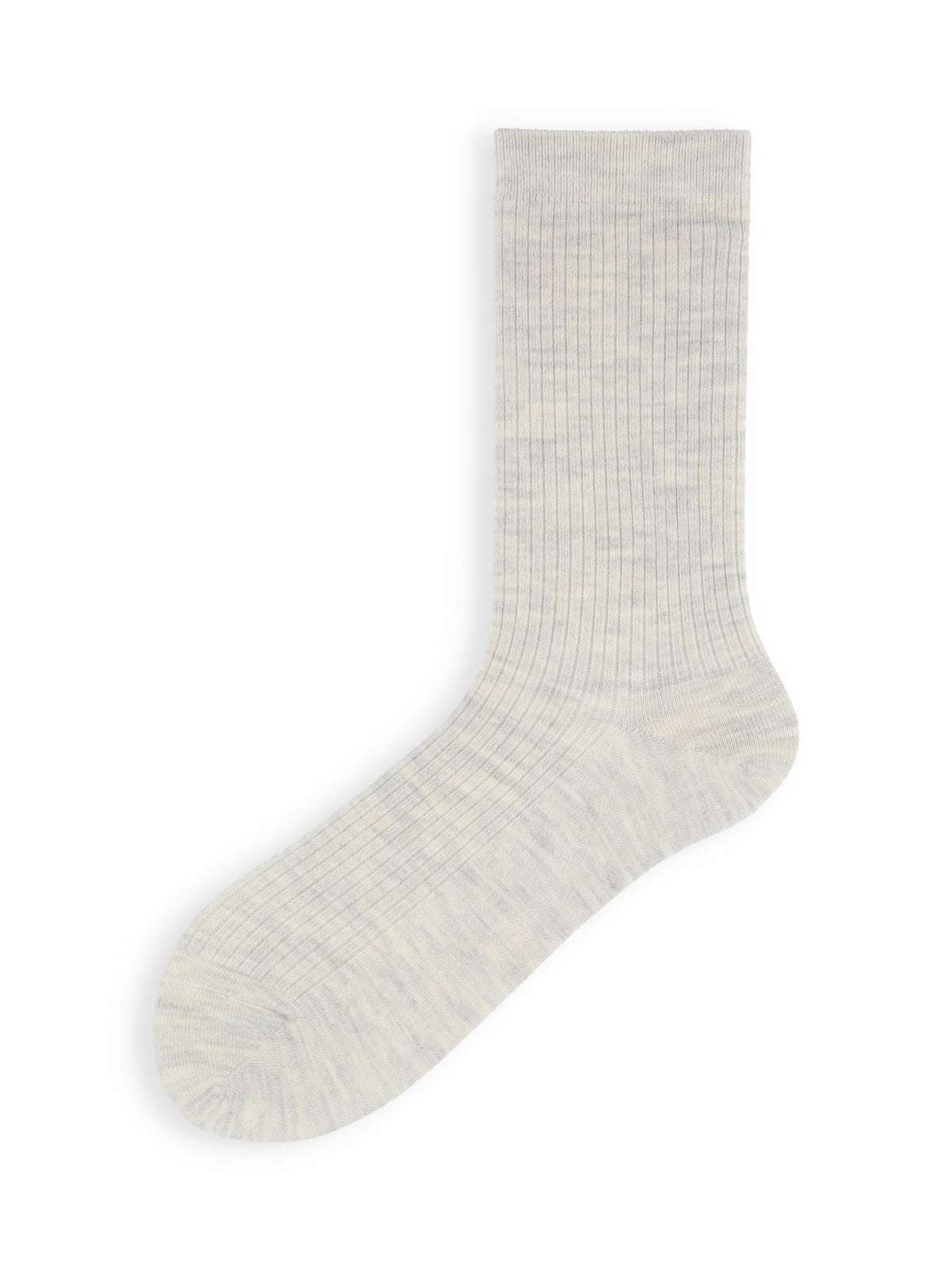 PUREWOOLを楽しむ薄手ベーシックリブミディ丈ソックス - オートミール