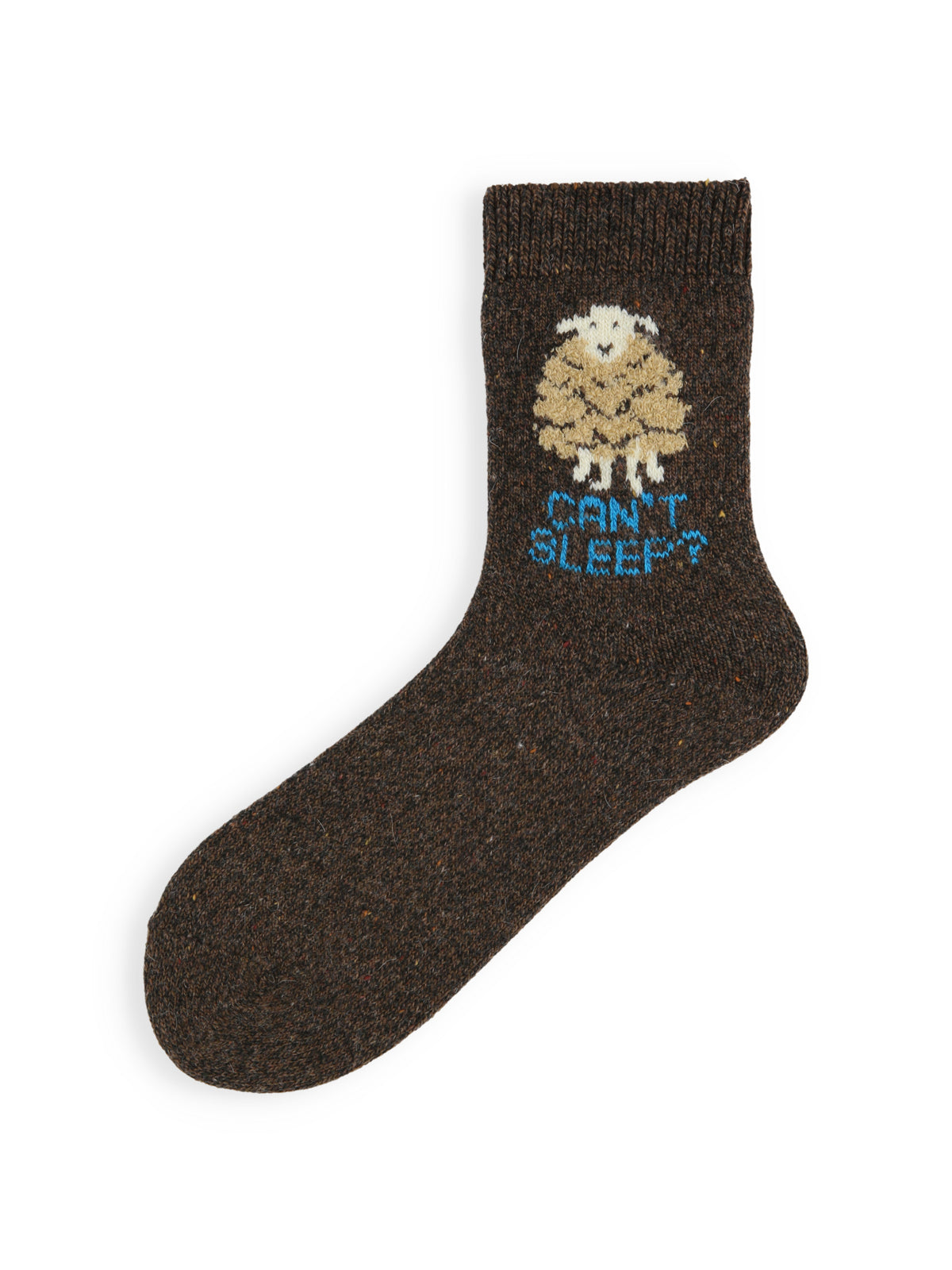 【毛混】羊ショートソックス - コゲチャ