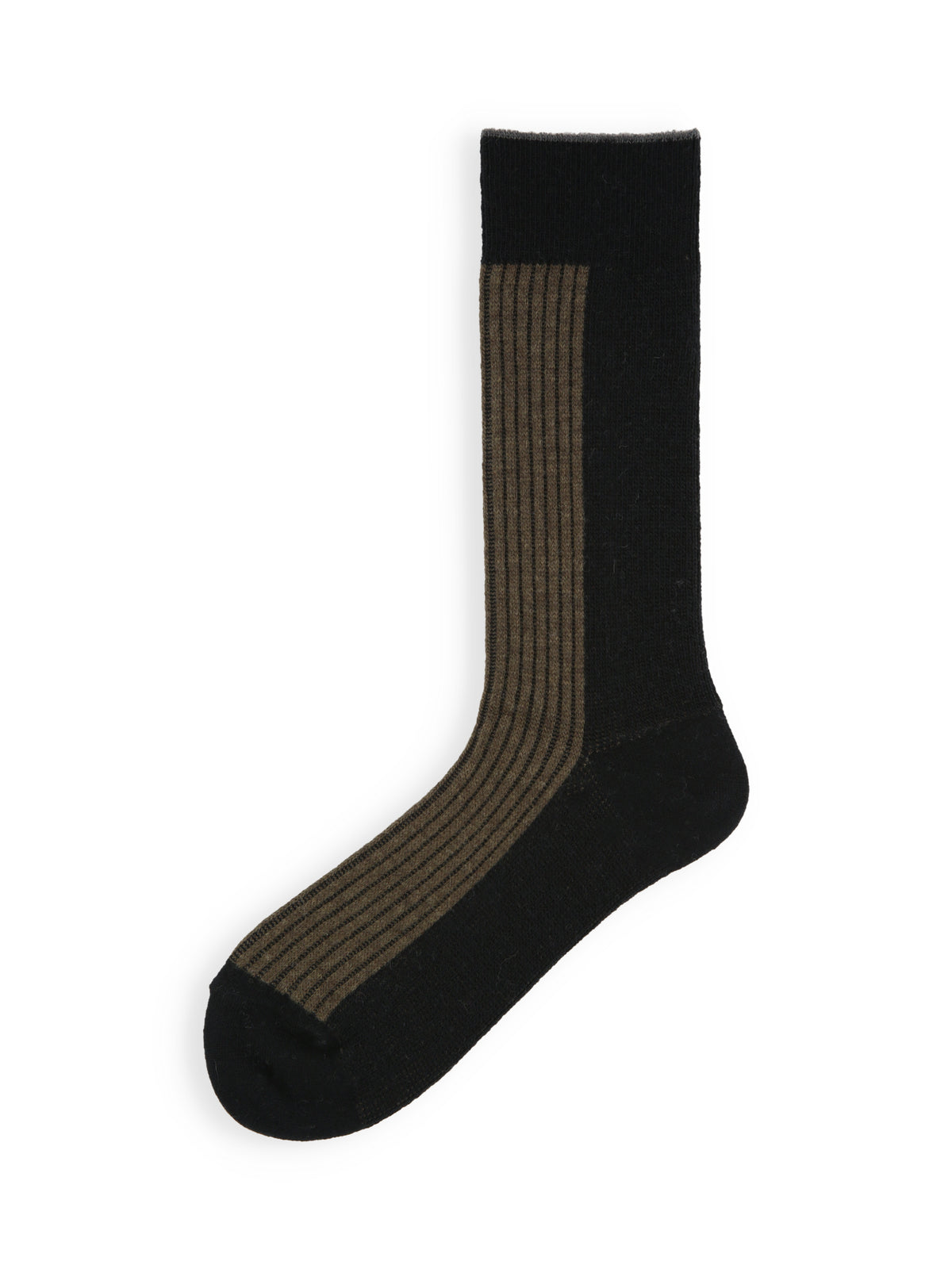 【毛混】ジャカードリブ切替ソックス / 25-27cm - ブラック