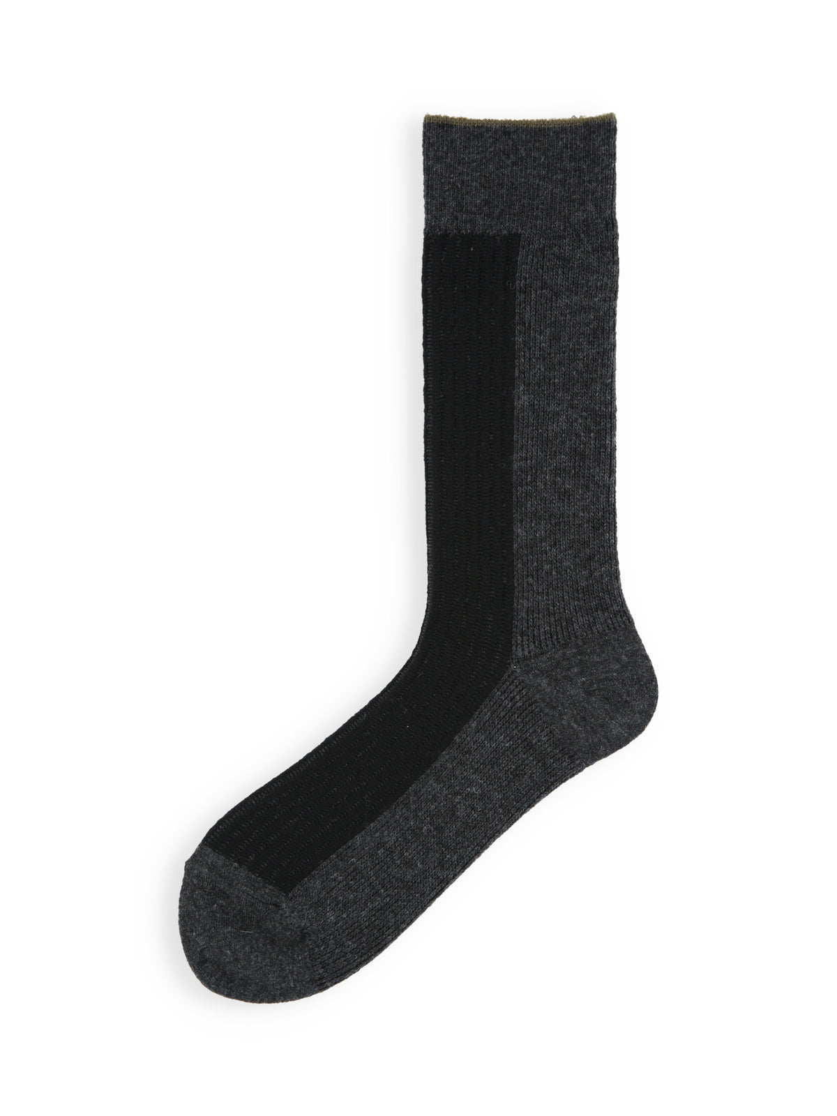 【毛混】ジャカードリブ切替ソックス / 25-27cm - ダークチャコール