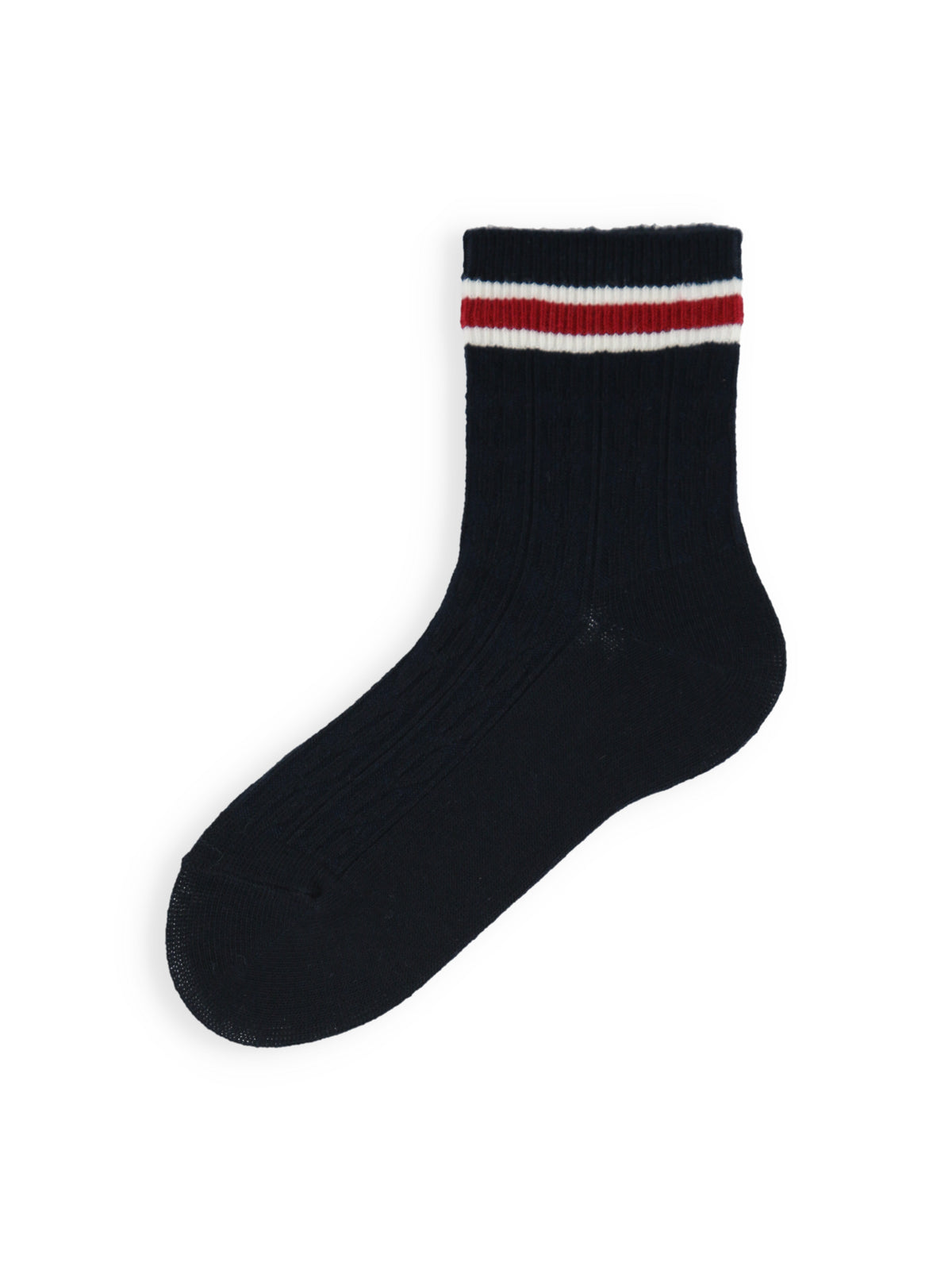 【3足1,485円】キッズ 縄柄サンドイッチラインロークルー / 16-18cm - コン