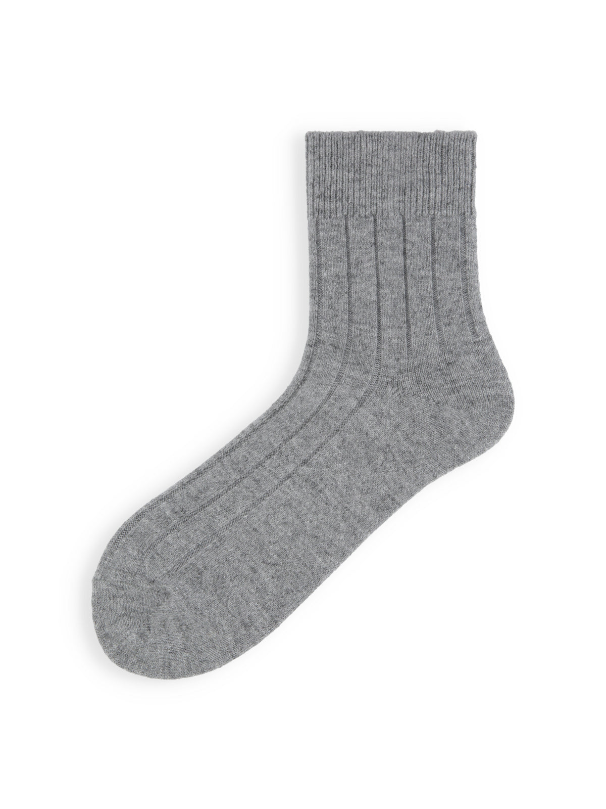 【Tabio MEN】PURE WOOLワイドリブショートソックス - グレーモク