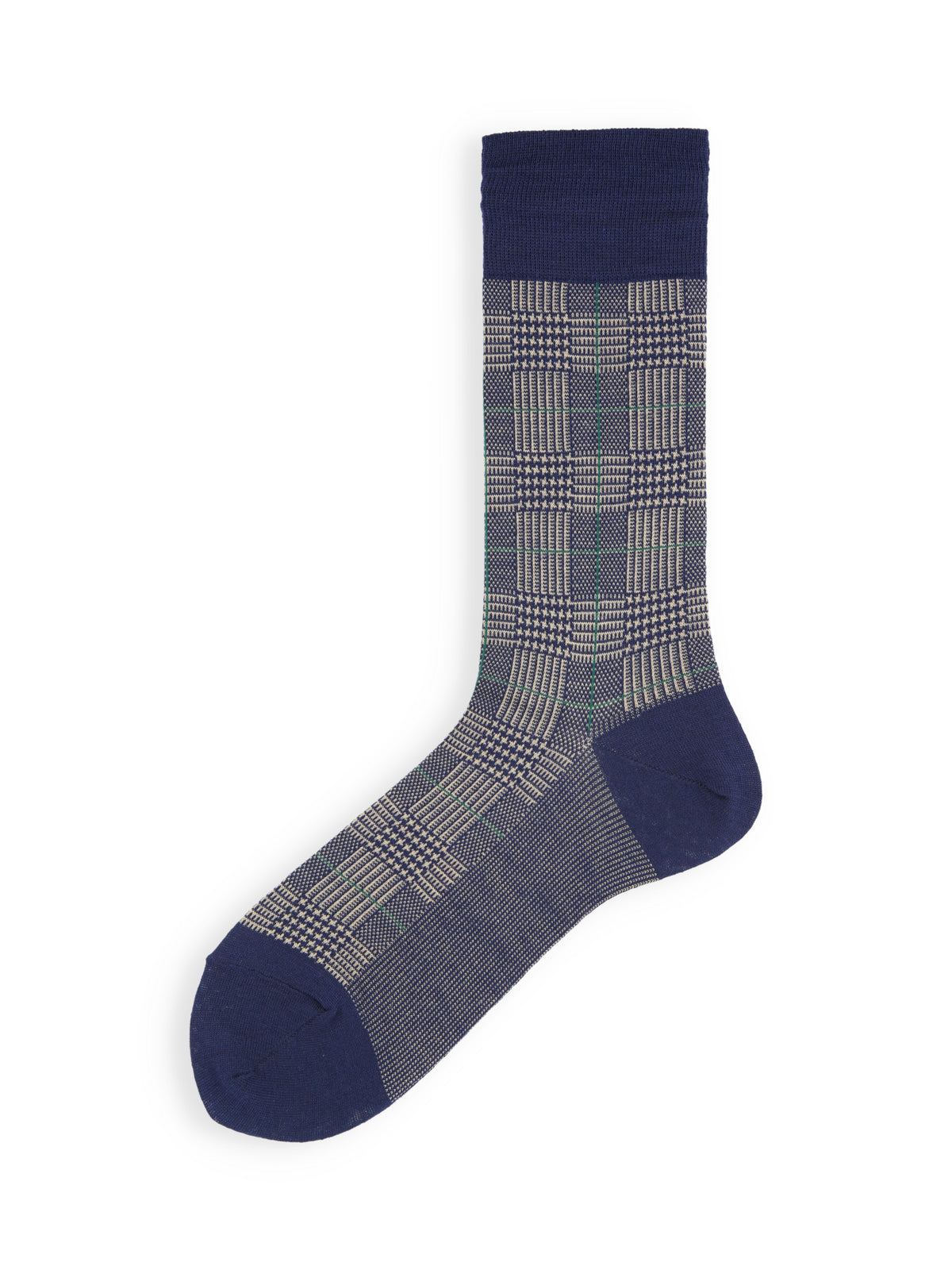 【Tabio MEN】WOOL MIX ポイントグレンチェックソックス - メイブルー