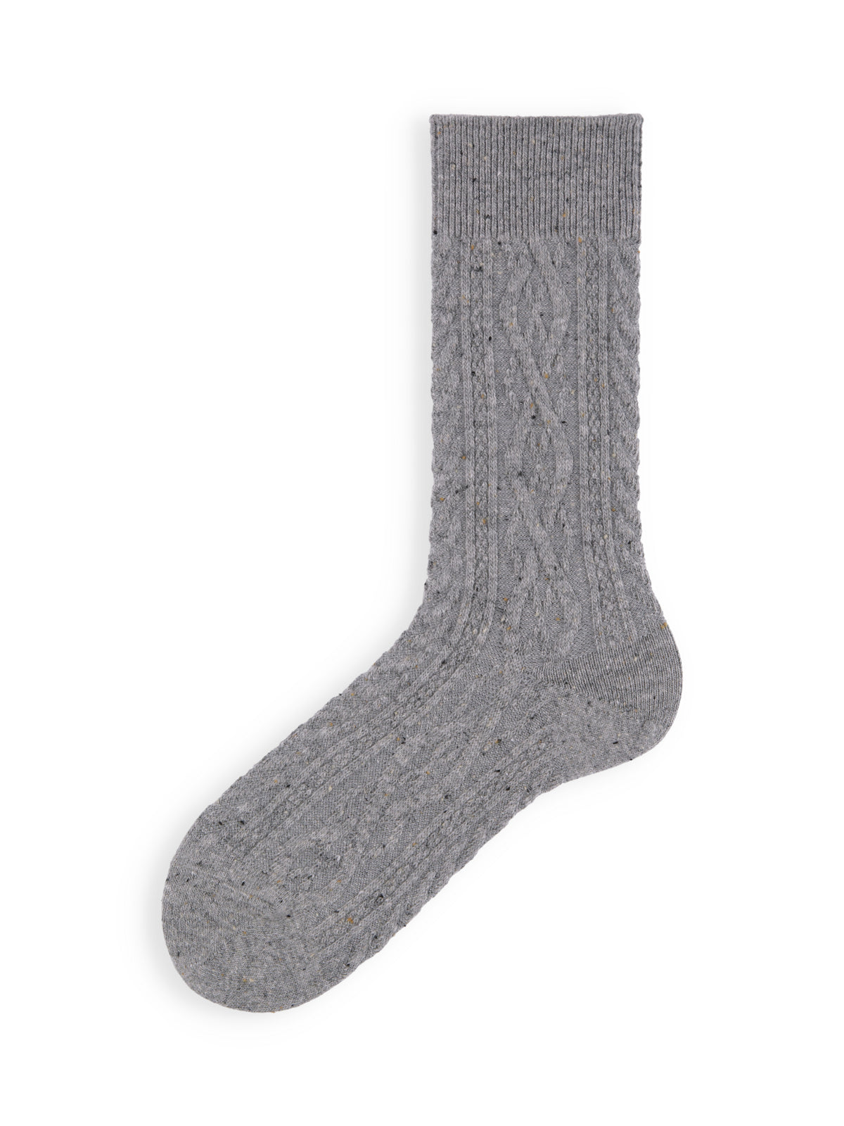 【Tabio MEN】 紡毛アランケーブルソックス(27.0～29.0cm) - グレー