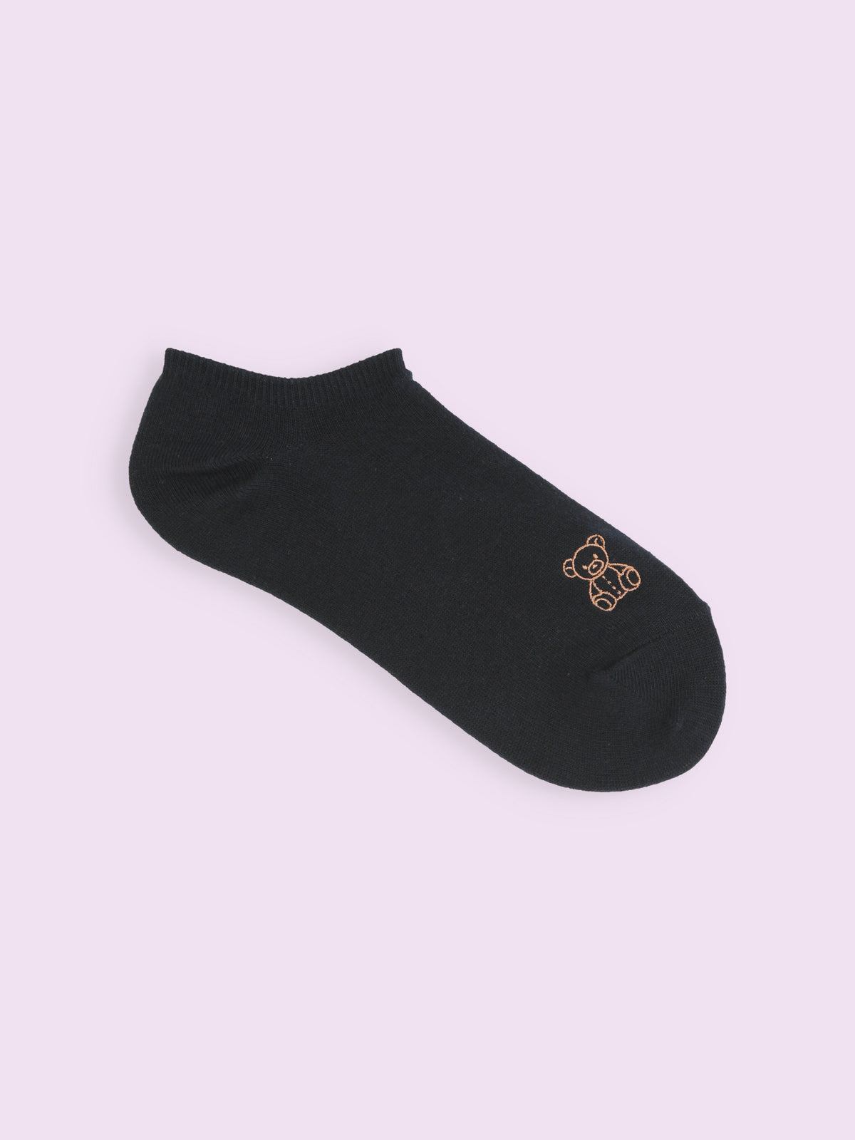 【3足1,485円】線画刺繍スニーカー丈ソックス - コン+テディベア