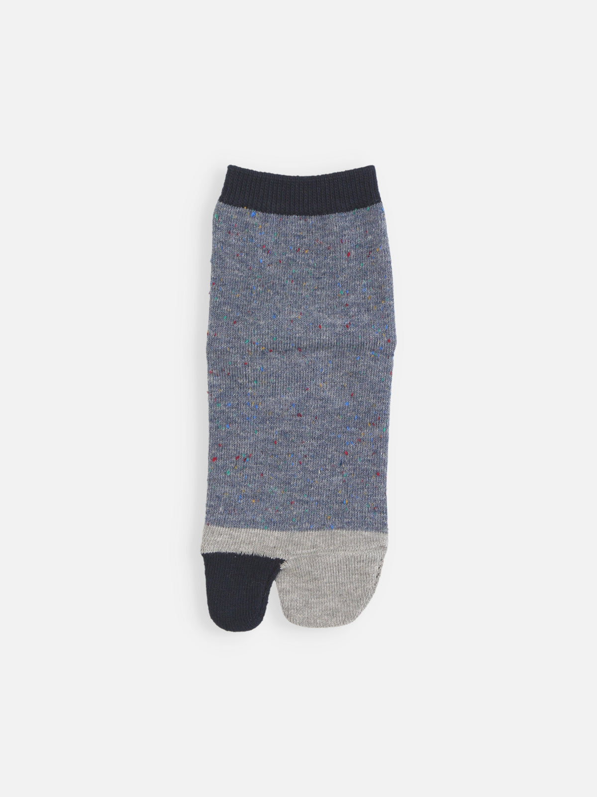 【キッズ】 足袋ネップ切替ソックス / 16-18cm - デニムブルー＋グレー＋クロ