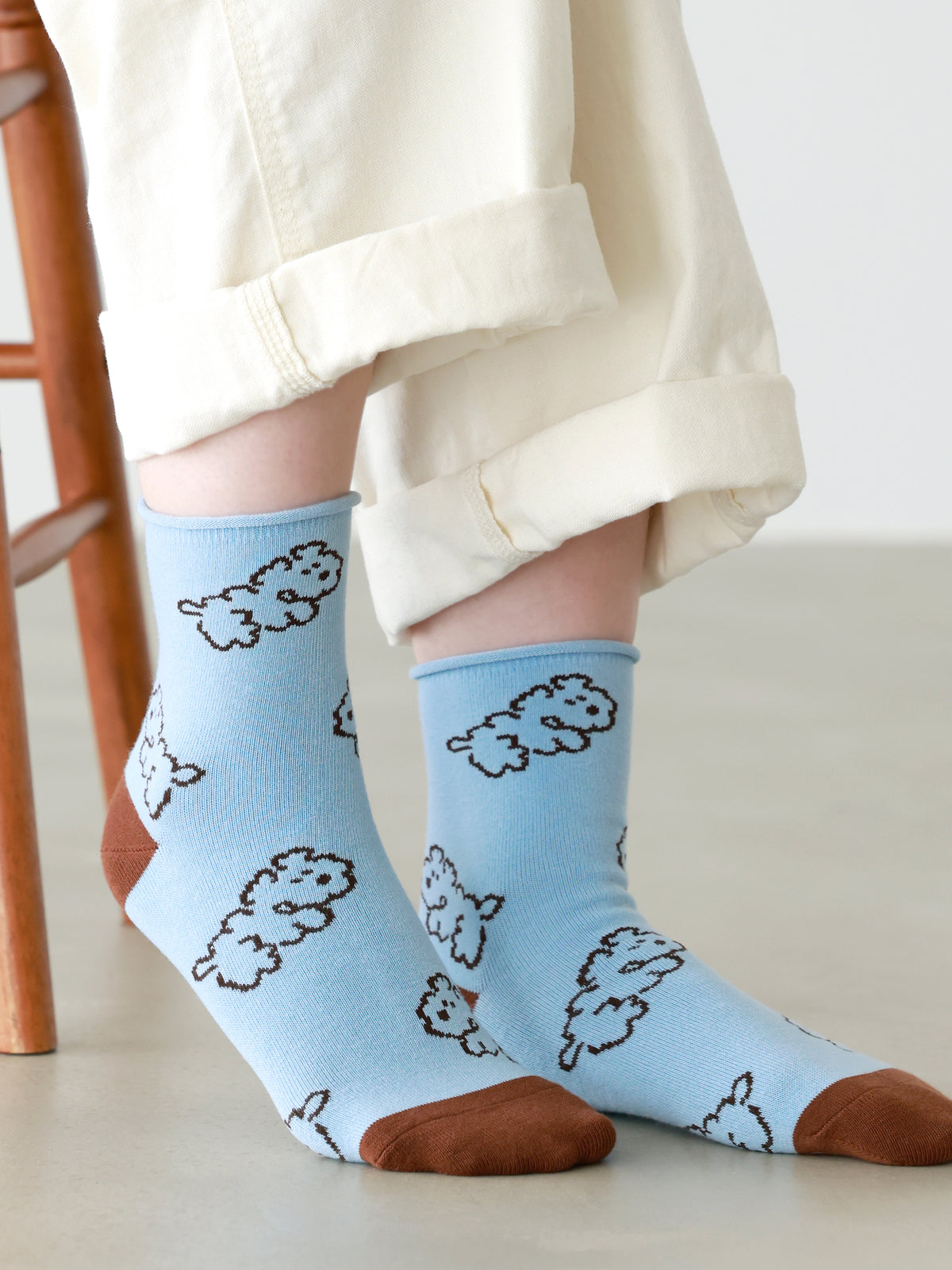 【3足1,485円】わんこ柄ショートソックス - サックス