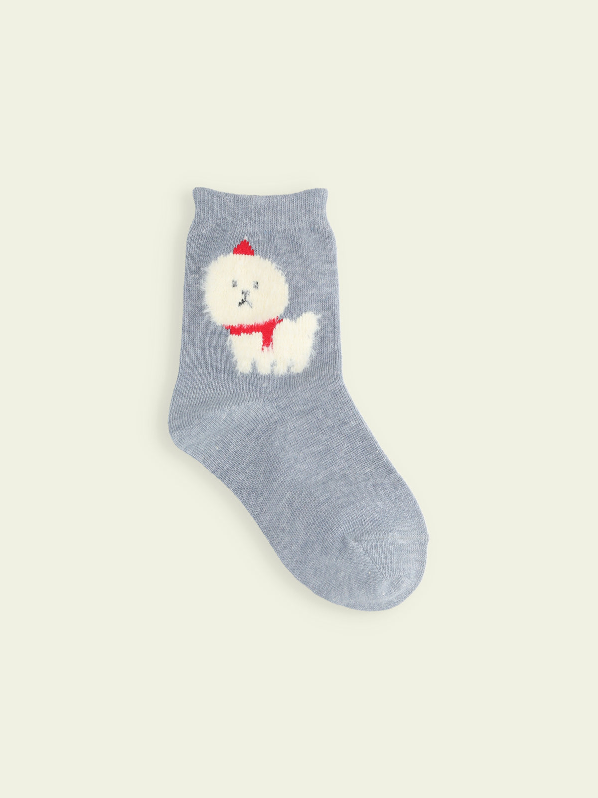 【3足1,485円】キッズ クリスマス限定 もふもふ動物ショートソックス / 13-15cm - サックス＋ビションフリーゼ