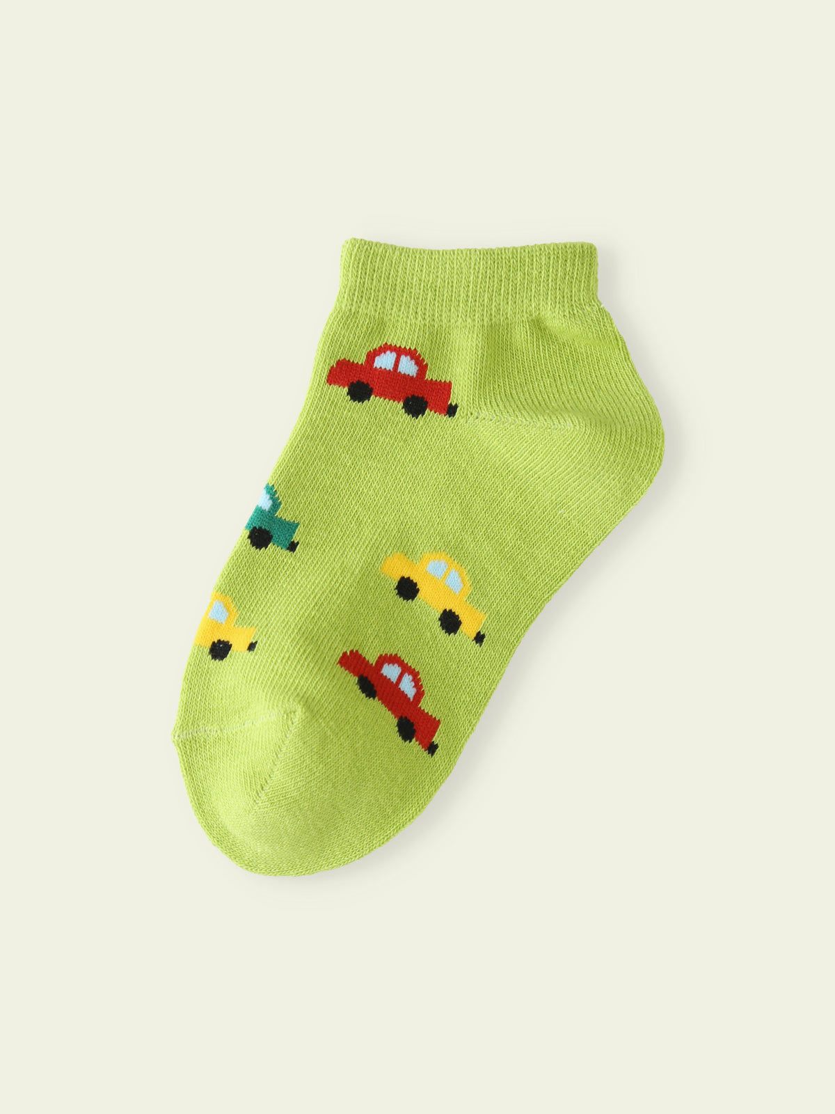 【3足1,485円】キッズ カラフルくるまスニーカー丈ソックス / 13-15cm - キミドリ