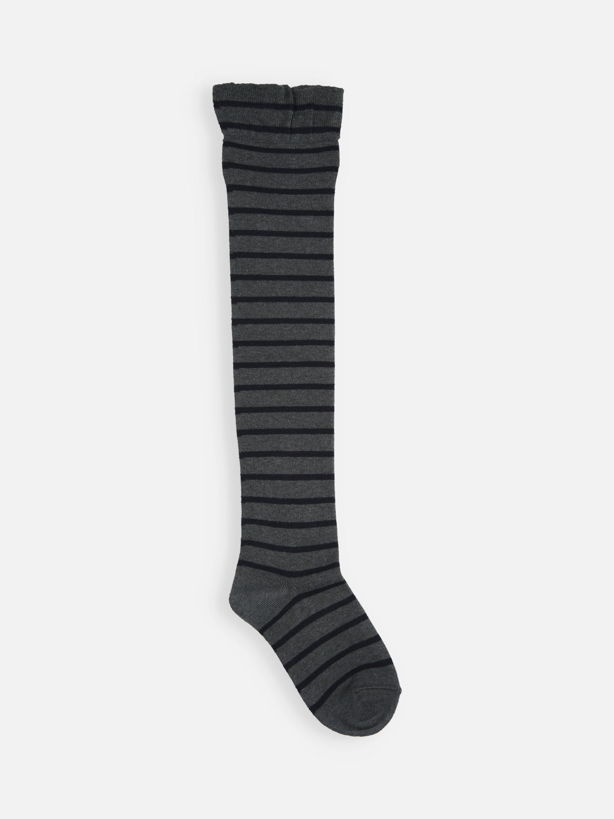 【キッズ】ピンボーダーオーバーニーソックス / 19-21cm - チャコール＋ブラックネイビー