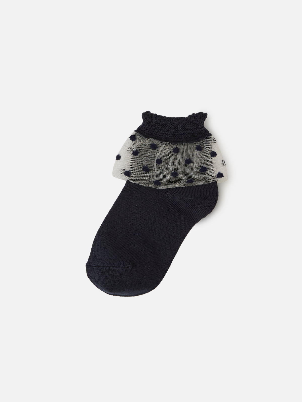 【キッズ】チュールドット柄ショートソックス / 19-21cm - コン