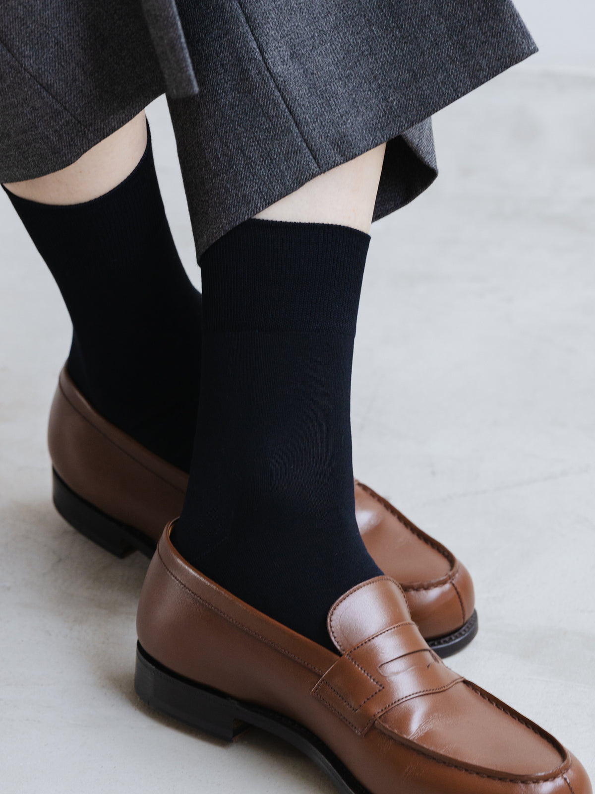 【Tabio MEN】ピマコットンブレンド無地ドレスショートソックス(27.0～29.0cm)