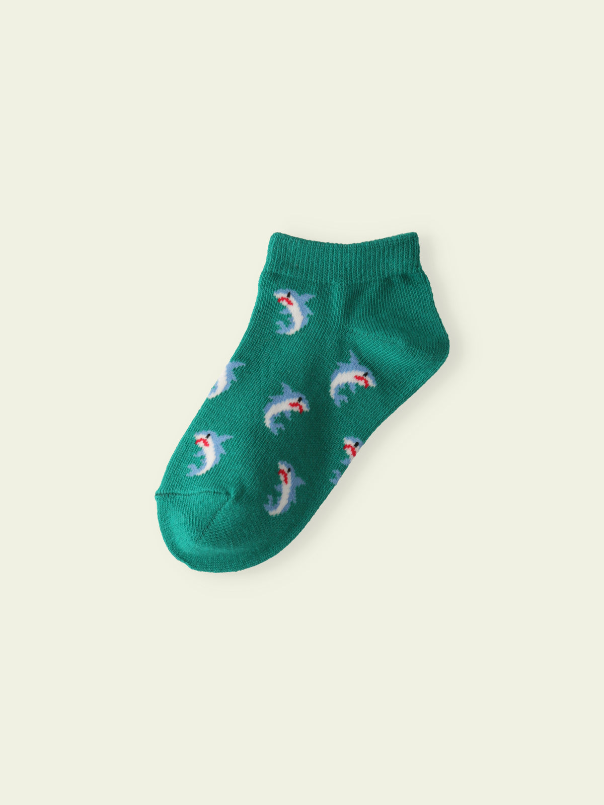 【3足1,485円】キッズ サメスニーカー丈ソックス / 13-15cm - グリーン